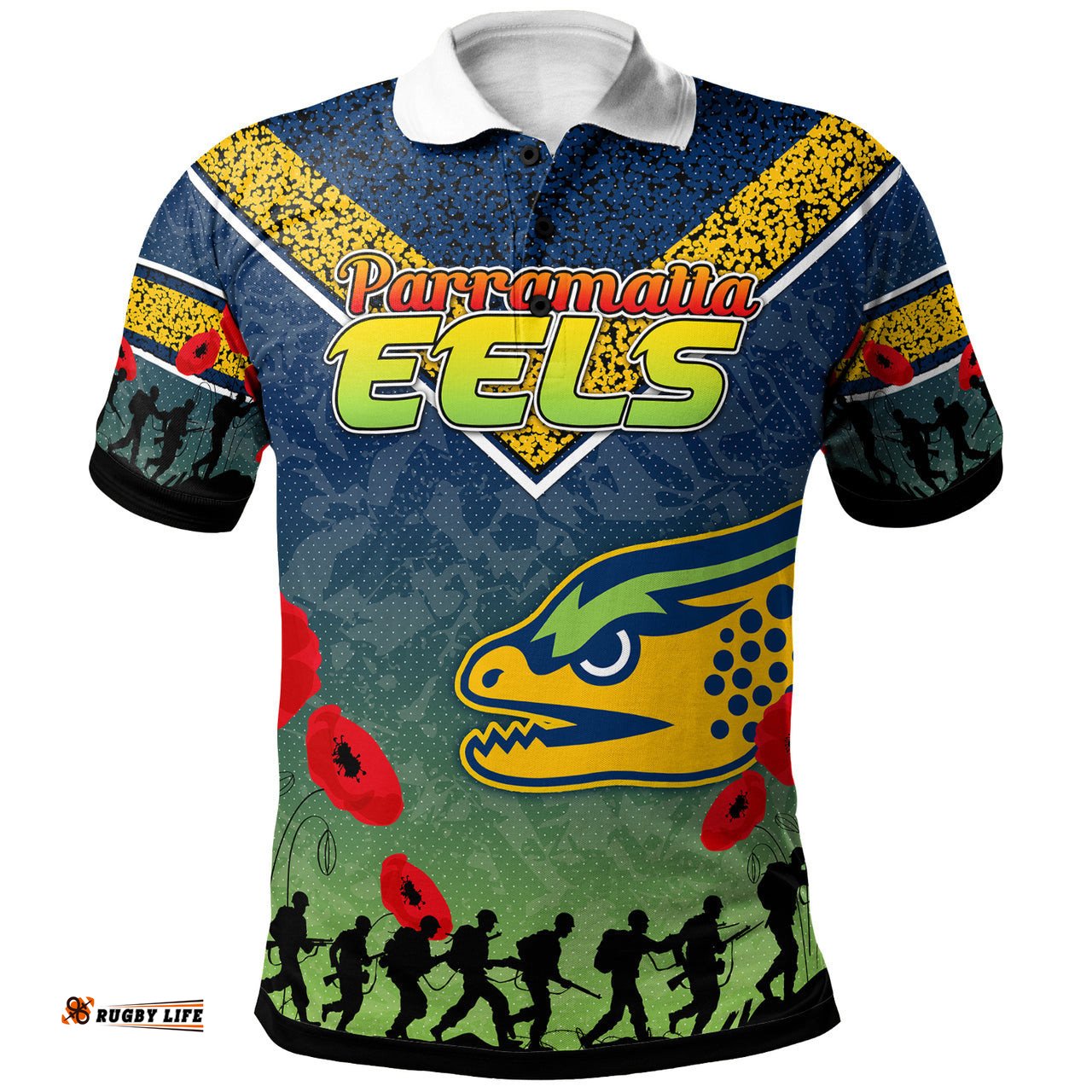 Eels Rugby Polo Shirt - Custom Anzac Eels Polo Shirt RLT13