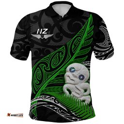 Custom Personalised Aotearoa Maori Polo Shirt Hei Tiki and Fern