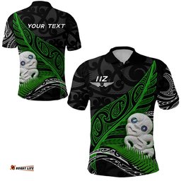 Custom Personalised Aotearoa Maori Polo Shirt Hei Tiki and Fern
