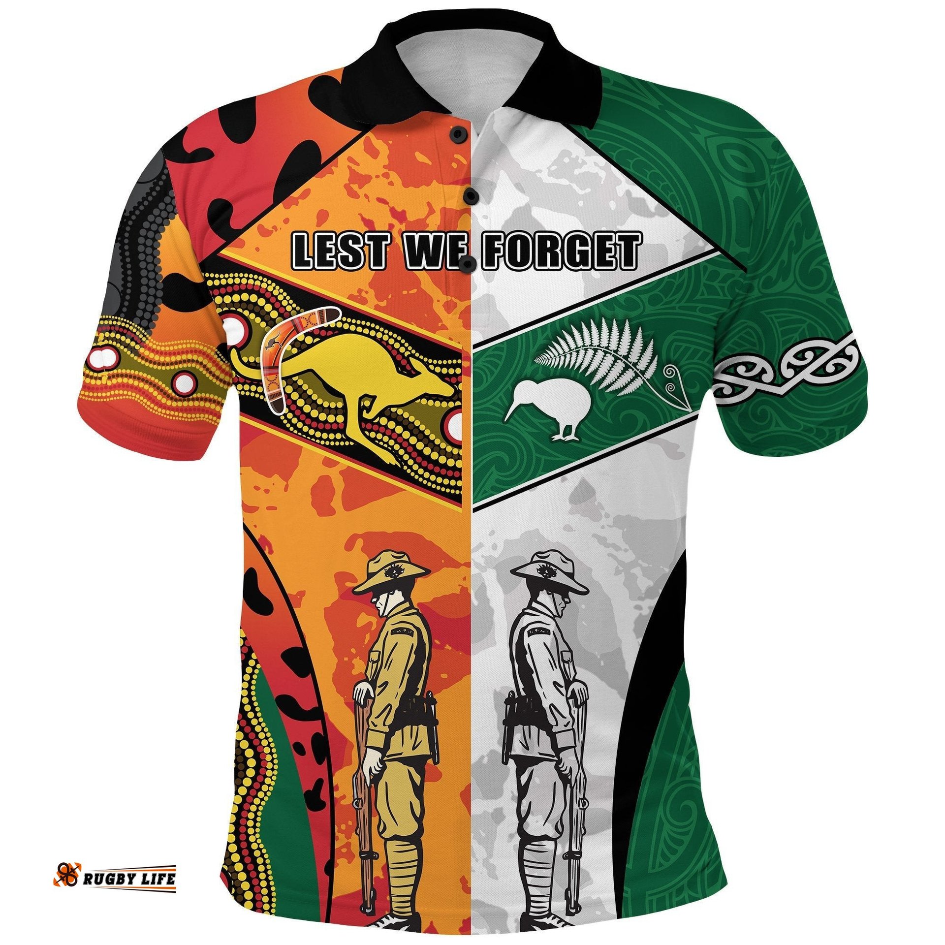 Australian and New Zealand Anzac Polo Shirt Camouflage Indigenous