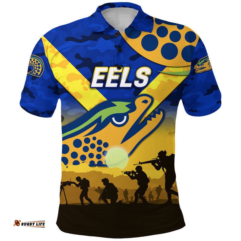 Custom Personalised Parramatta Eels ANZAC 2022 Polo Shirt Simple Style - Blue
