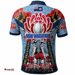 Waratahs Rugby Custom Anzac Day Polo Shirt - Remembrance NSW Waratahs With Indigenous Patterns And Poppy Flower