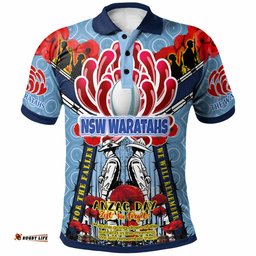 Waratahs Rugby Custom Anzac Day Polo Shirt - Remembrance NSW Waratahs With Indigenous Patterns And Poppy Flower