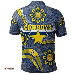 Cowboys Rugby Polo Shirt - Aboriginal Boomerang Cowboys RLT13