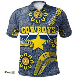 Cowboys Rugby Polo Shirt - Aboriginal Boomerang Cowboys RLT13