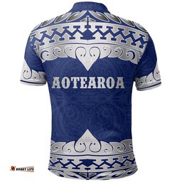 Aotearoa Polo Shirt Koru Heart Blue