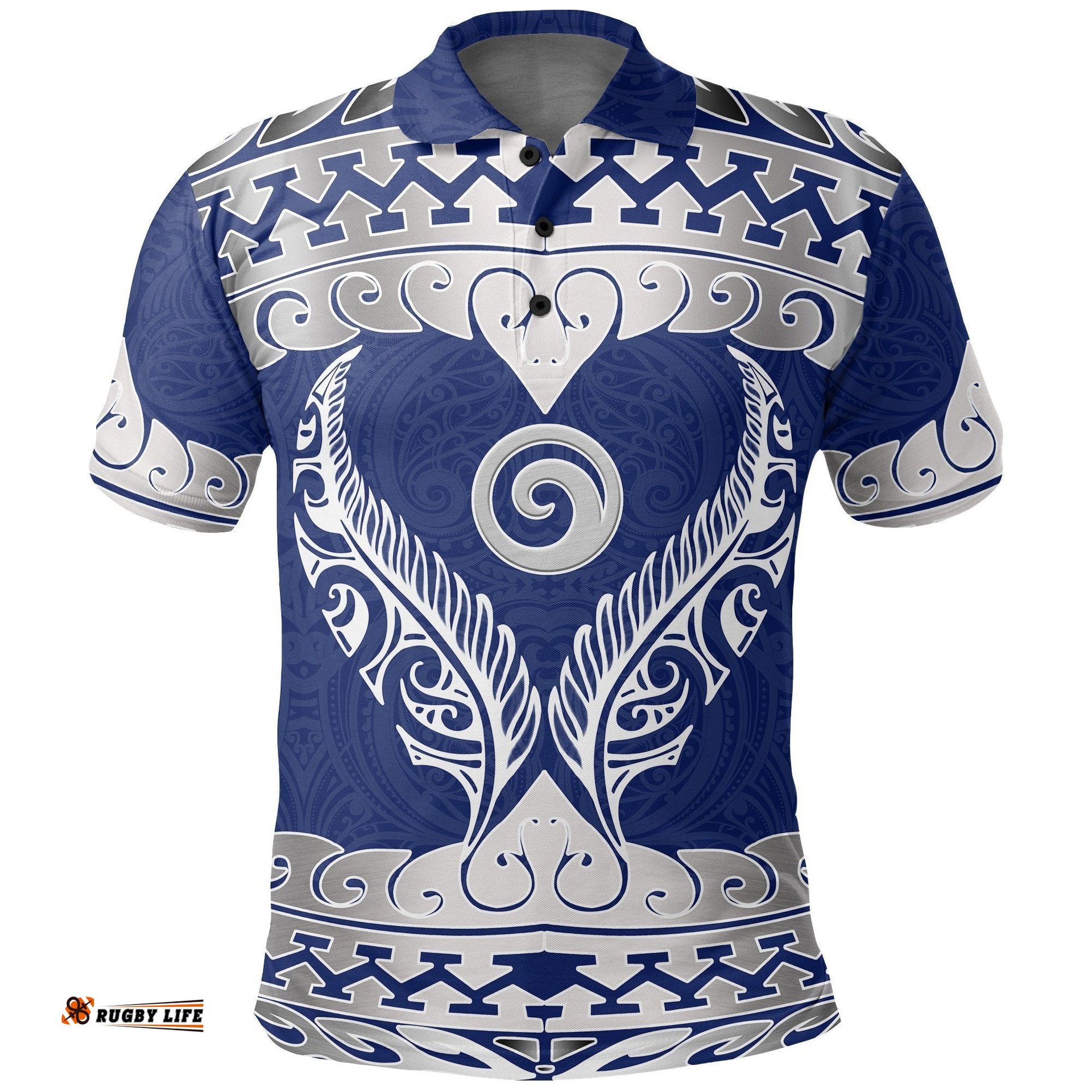 Aotearoa Polo Shirt Koru Heart Blue