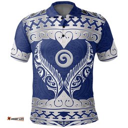 Aotearoa Polo Shirt Koru Heart Blue