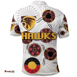 Hawthorn Polo Shirt Hawks Indigenous - White