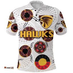Hawthorn Polo Shirt Hawks Indigenous - White