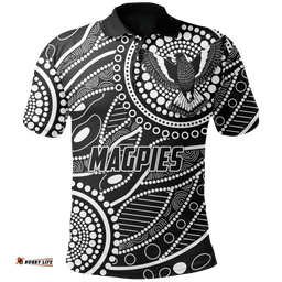 Magpies Indigenous Polo Shirt Tattoo Style