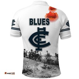 Custom Personalised Carlton Polo Shirt Blues Original Style - White