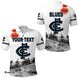 Custom Personalised Carlton Polo Shirt Blues Original Style - White