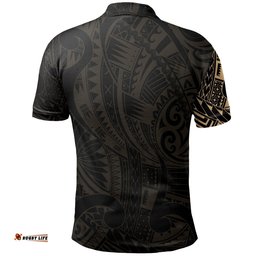 Aotearoa Polo Shirt Hongi Tattoo Gold