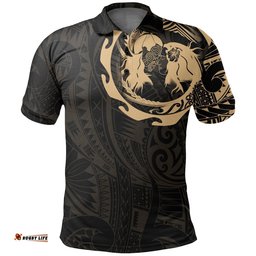 Aotearoa Polo Shirt Hongi Tattoo Gold