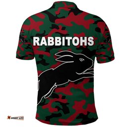 Custom Personalised South Sydney Rabbitohs Polo Shirt Anzac Day Camouflage Vibes