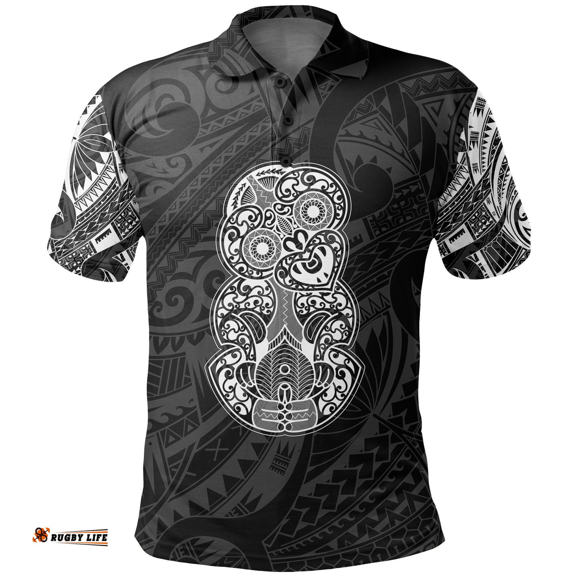 Hei Tiki Maori Tattoo Polo Shirt White