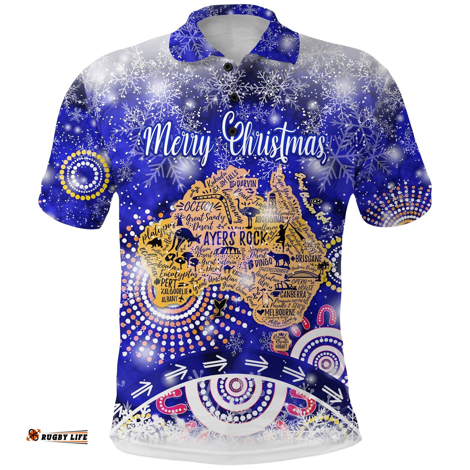 Australia Map Christmas Polo Shirt Original Style - Blue
