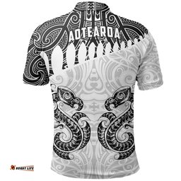 Aotearoa Polo Shirt Maori Manaia White