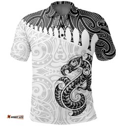 Aotearoa Polo Shirt Maori Manaia White