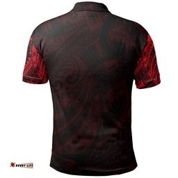 Hei Matau Maori Tattoo Polo Shirt Red