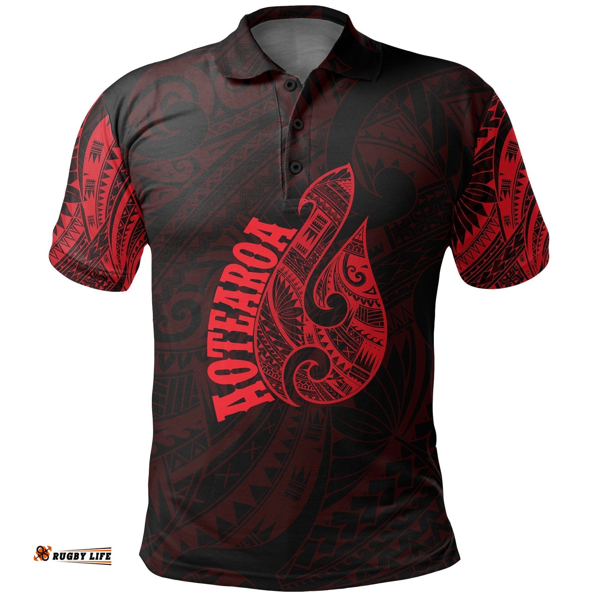 Hei Matau Maori Tattoo Polo Shirt Red