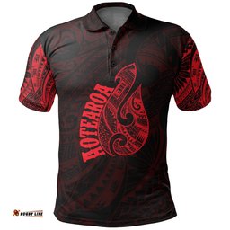 Hei Matau Maori Tattoo Polo Shirt Red