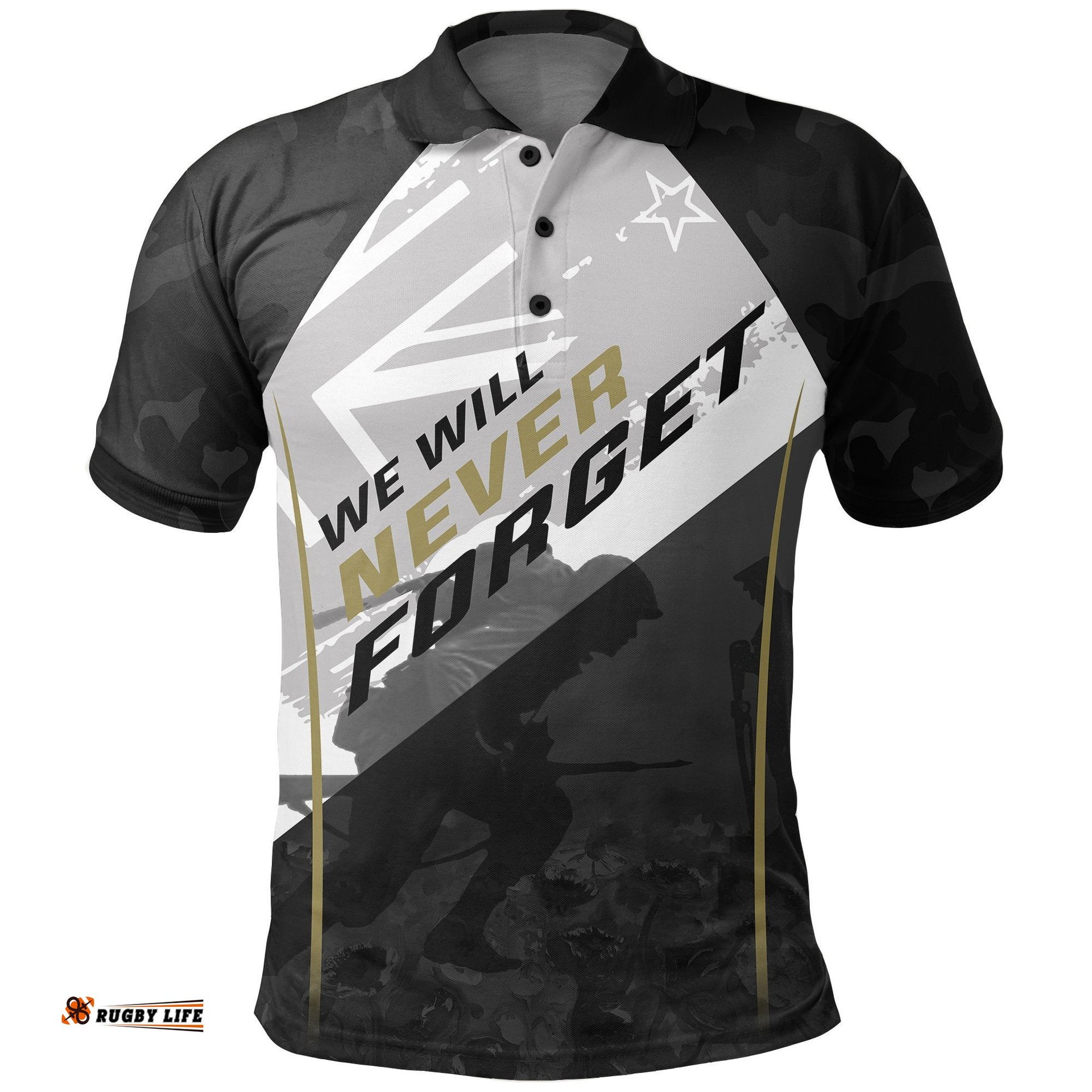 Anzac New Zealand Polo Shirt, Let Us Never Forget Golf Shirts