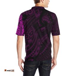 Maori Tattoo Style Black And Pink Polo T Shirt