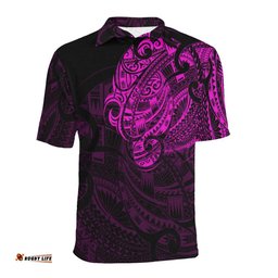 Maori Tattoo Style Black And Pink Polo T Shirt