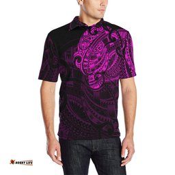 Maori Tattoo Style Black And Pink Polo T Shirt