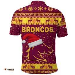 Brisbane Polo Shirt Broncos Christmas Nice Abs - Maroon
