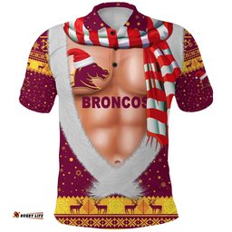 Brisbane Polo Shirt Broncos Christmas Nice Abs - Maroon