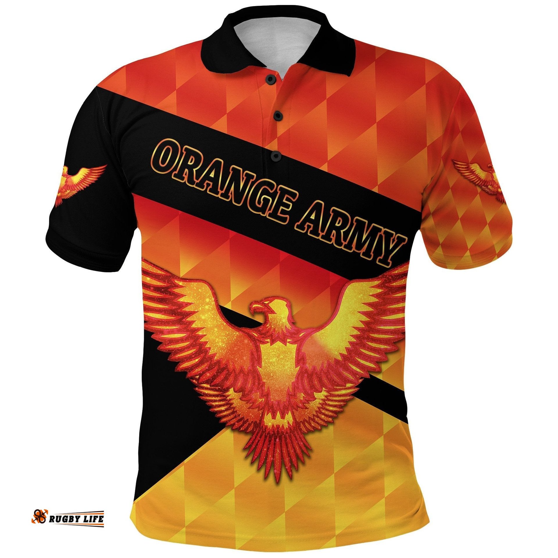 Orange Army Polo Shirt Cricket Sporty Style