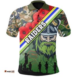 Custom Personalised Raiders Polo Shirt Canberra Anzac Day