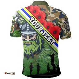 Custom Personalised Raiders Polo Shirt Canberra Anzac Day