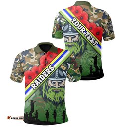Custom Personalised Raiders Polo Shirt Canberra Anzac Day