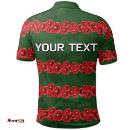 Custom Personalised Rabbitohs Polo Shirt Poppy Flowers