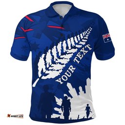 Custom Personalised Australian Anzac Day Polo Shirt Camouflage Mix Fern New Zealand