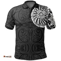 Anzac New Zealand Polo Shirt, Maori Poppies Tattoo Golf Shirts - White