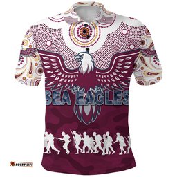 Manly Warringah Polo Shirt Sea Eagles Anzac Day Indigenous
