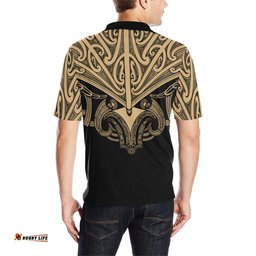 Maori Tattoo Polo Shirt Hei Matau Abalone Gold