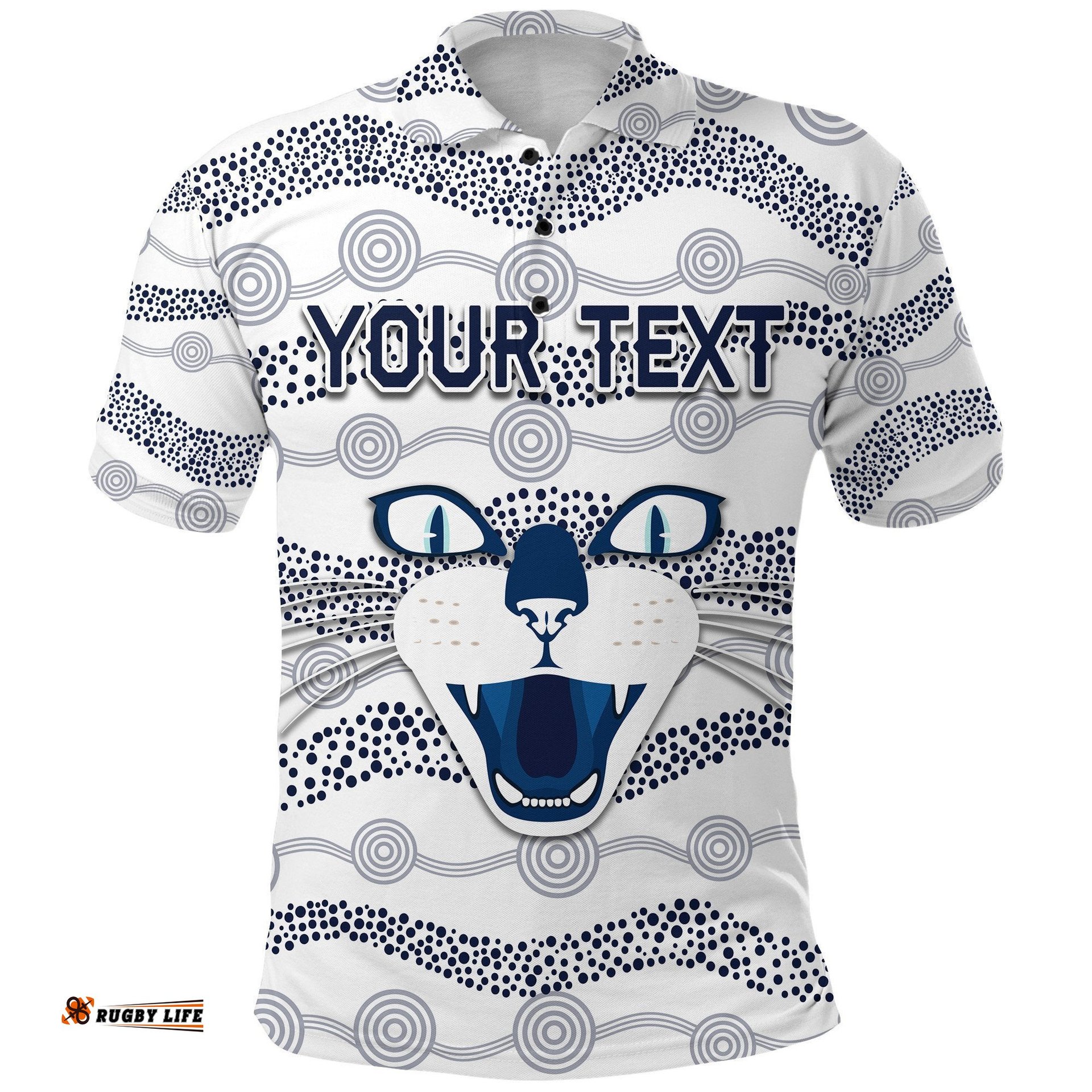 Custom Personalised Geelong Polo Shirt Cats Indigenous - White