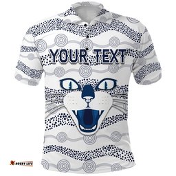 Custom Personalised Geelong Polo Shirt Cats Indigenous - White