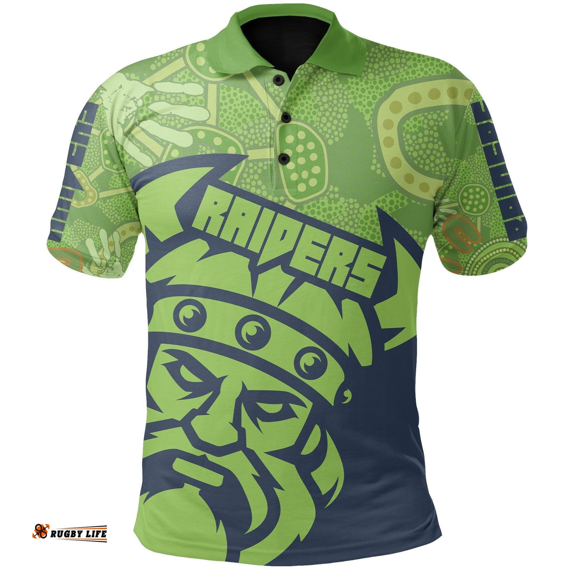 Custom Personalised Raiders Polo Shirt Canberra Indigenous Sport Style