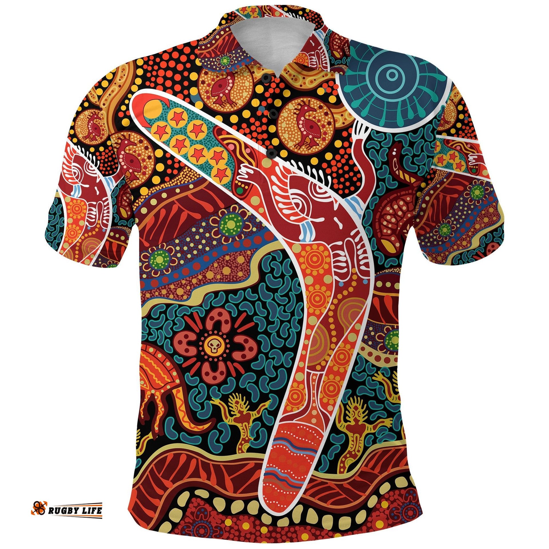 Aboriginal Boomerang Polo Shirt Indigenous