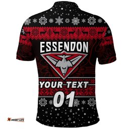 Custom Personalised Essendon Bombers Polo Shirt Christmas Simple Style - Black