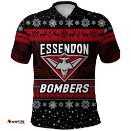 Custom Personalised Essendon Bombers Polo Shirt Christmas Simple Style - Black