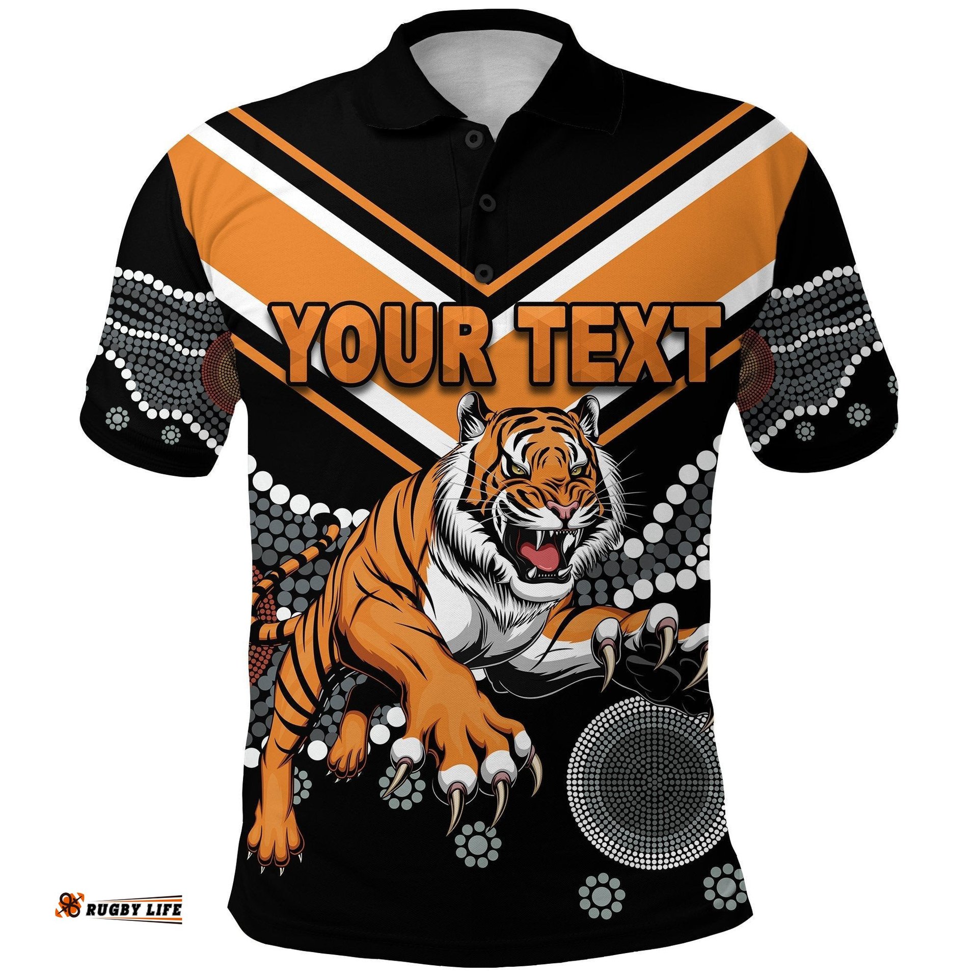 Custom Personalised Wests Polo Shirt Tigers Simple Indigenous