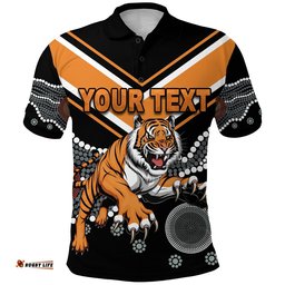 Custom Personalised Wests Polo Shirt Tigers Simple Indigenous